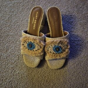 Kurt Geiger London Kensington Raffia Eye Mule Sandals Size 7